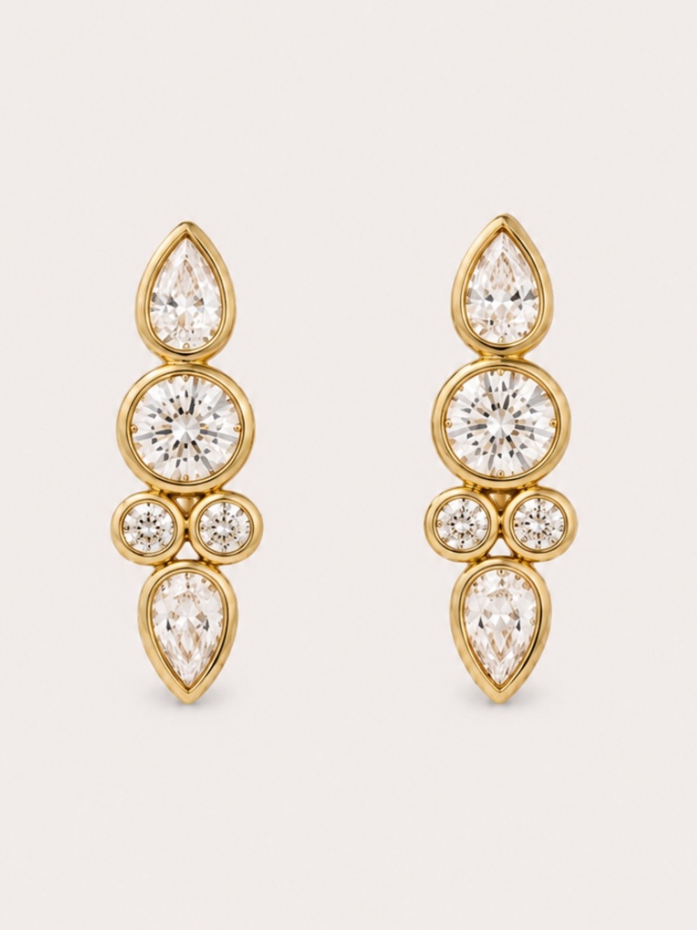 New! 18K Gold Plated Crystal Cluster Earrings (3008) NWOT